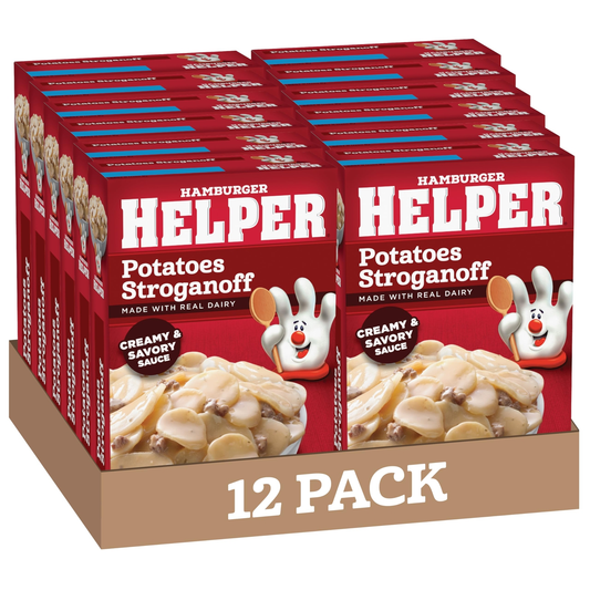 12 Pack Hamburger Helper Potatoes Stroganoff Family Meal Easy Cook 5 Ounce