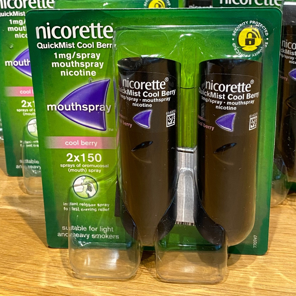 Nicorette Quickmist Cool Berry Mouthspray 150 Sprays - 12 x Duo Pack (24 Sprays-  Total Bulk Lot From UK)