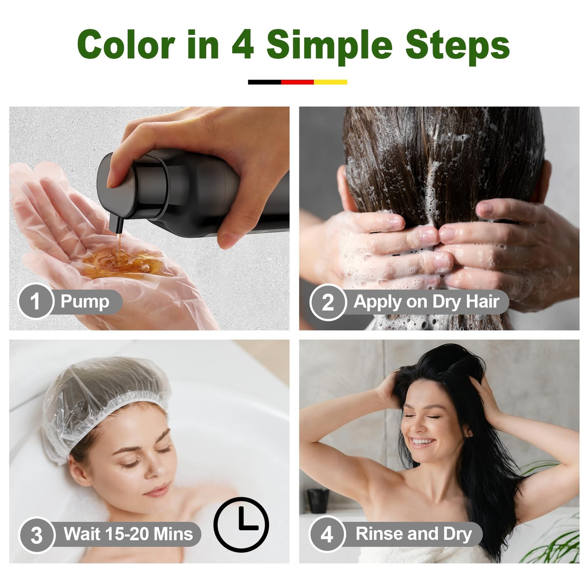 Limer Natural Black Hair Dye Shampoo | 3-in-1 Gray Coverage Hair Color | Ammonia-Free | 460 mL | FREE SHIPPING 🖤