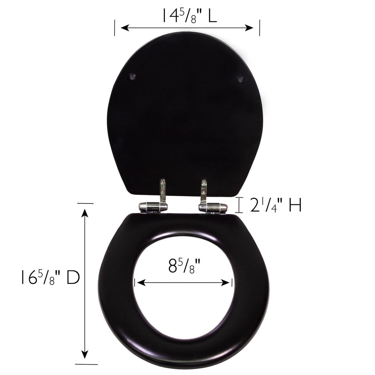 Black Round Soft Close Toilet Seat Wooden Durable Rust Resistant Easy Clean