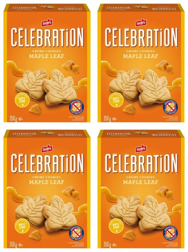 Celebration Leclerc Maple Leaf Creme Cookies, 350g (4 Pack)
