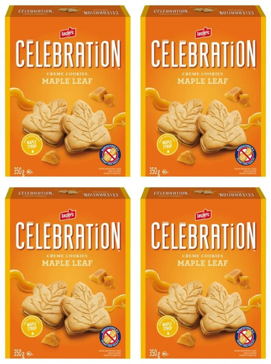 Celebration Leclerc Maple Leaf Creme Cookies, 350g (4 Pack)