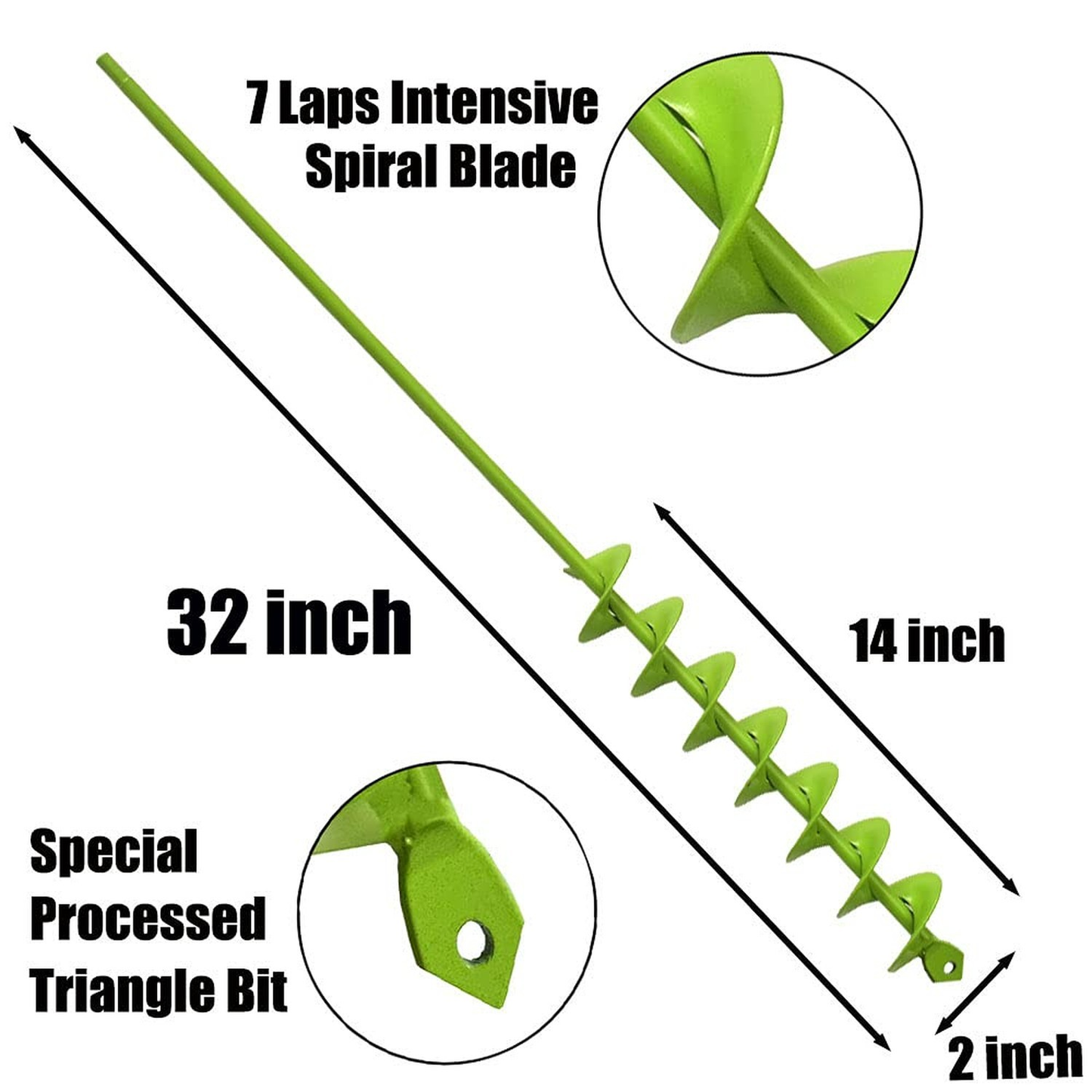 32" x 2" Upgraded Elongated Auger Drill Bit- No Need to Squat Post Hole Digge...
