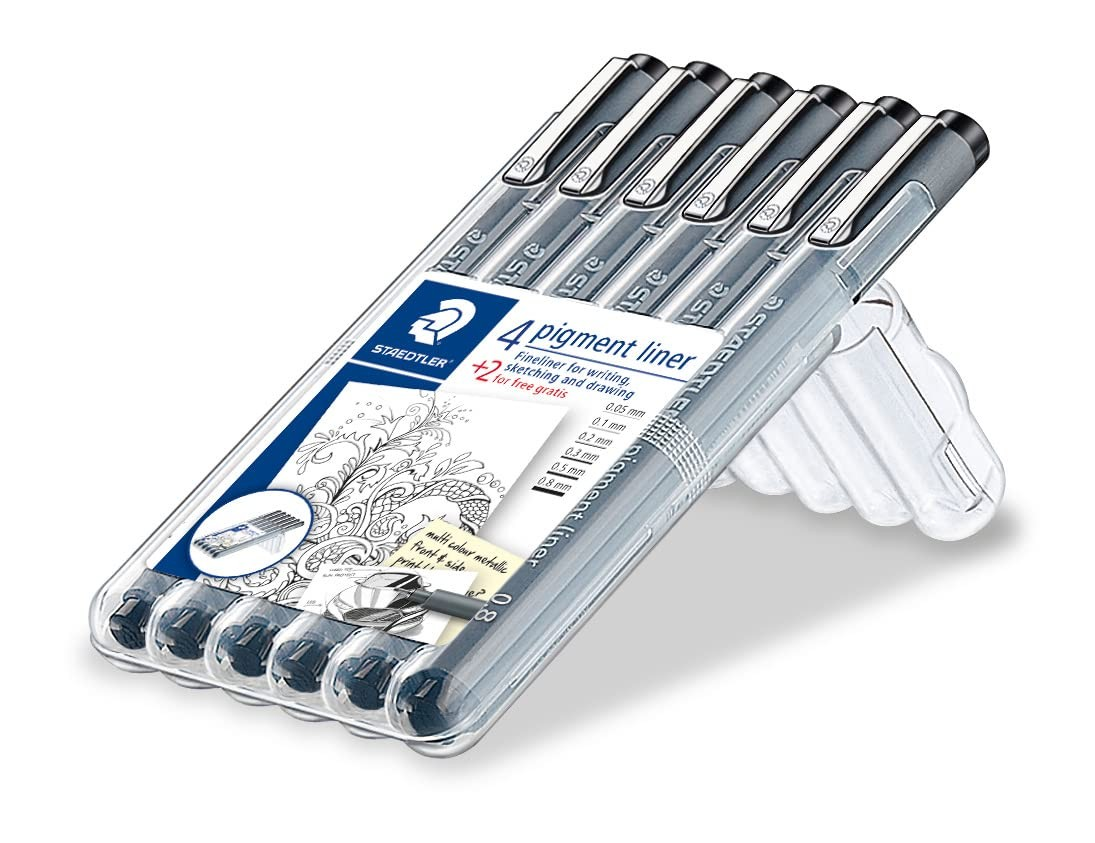 Staedtler Pigment Liner Bonus Sketch Set Of 6 Liners For Office Product