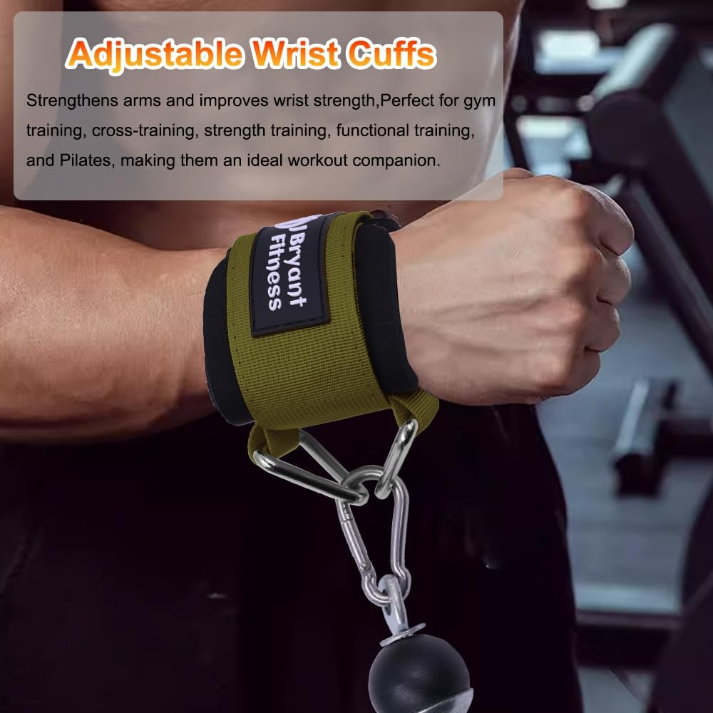Heavy Duty Adjustable Wrist Cuffs for Cable Machines  Strength Training Support