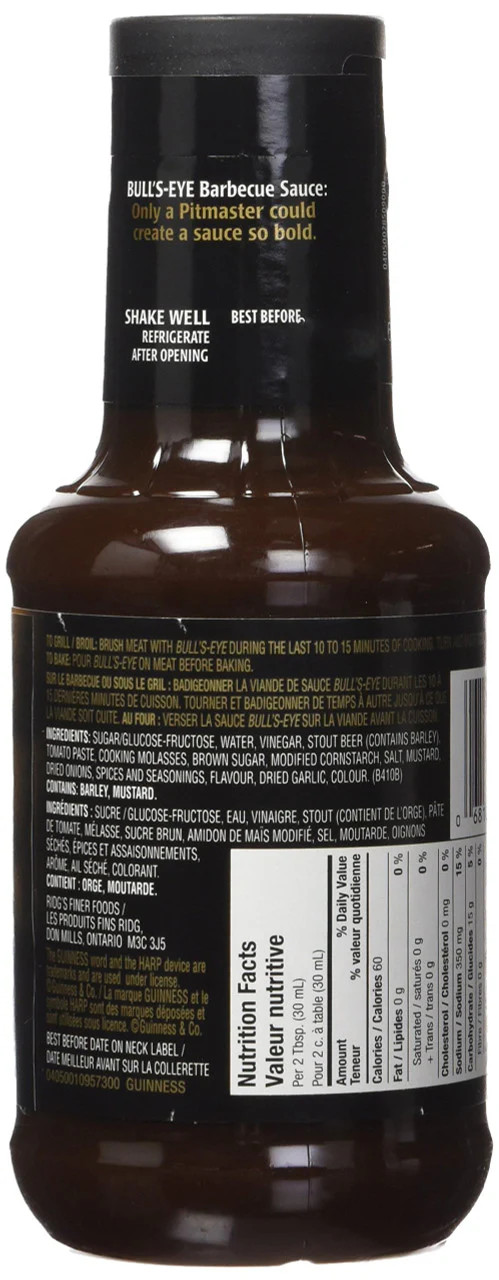 BULL'S-EYE GUINNESS Beer Blend BBQ Sauce,  425ml/14 oz