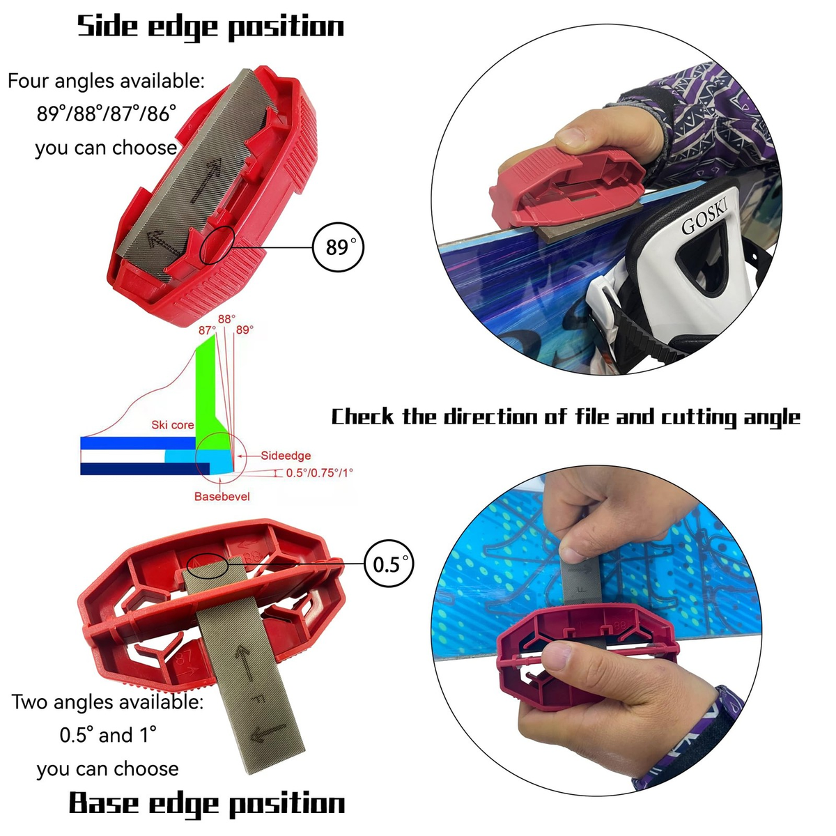 Ski & Snowboard Edge Bevel Tuning Kit | Sharpener with Diamond Files & Gummi Stone | FREE SHIPPING ⛷️🏂