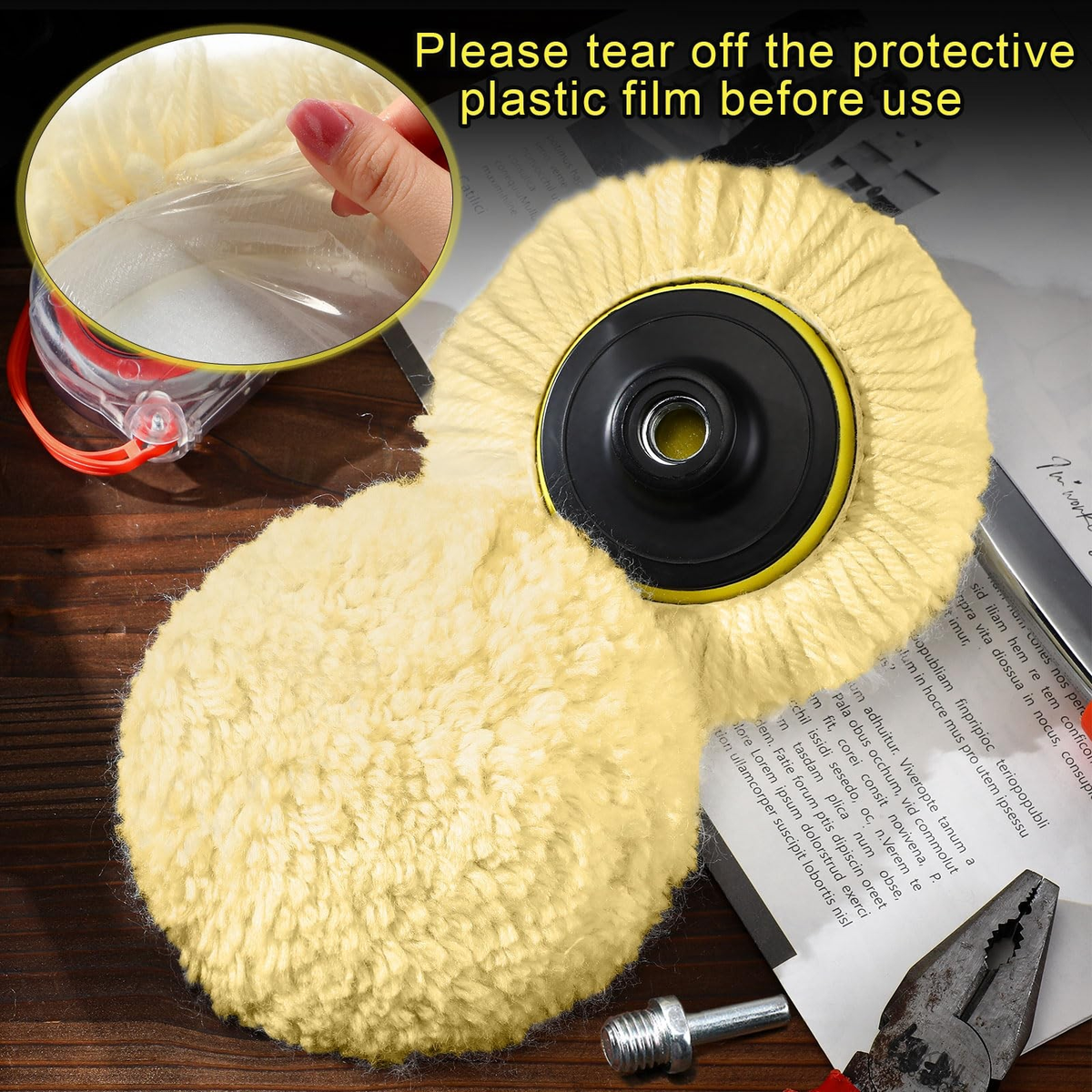 6 Pack 3-Inch Wool Buffing Pads with Backing Plate | Car, Boat, Wood & Marble Polishing | FREE SHIPPING 🚗✨