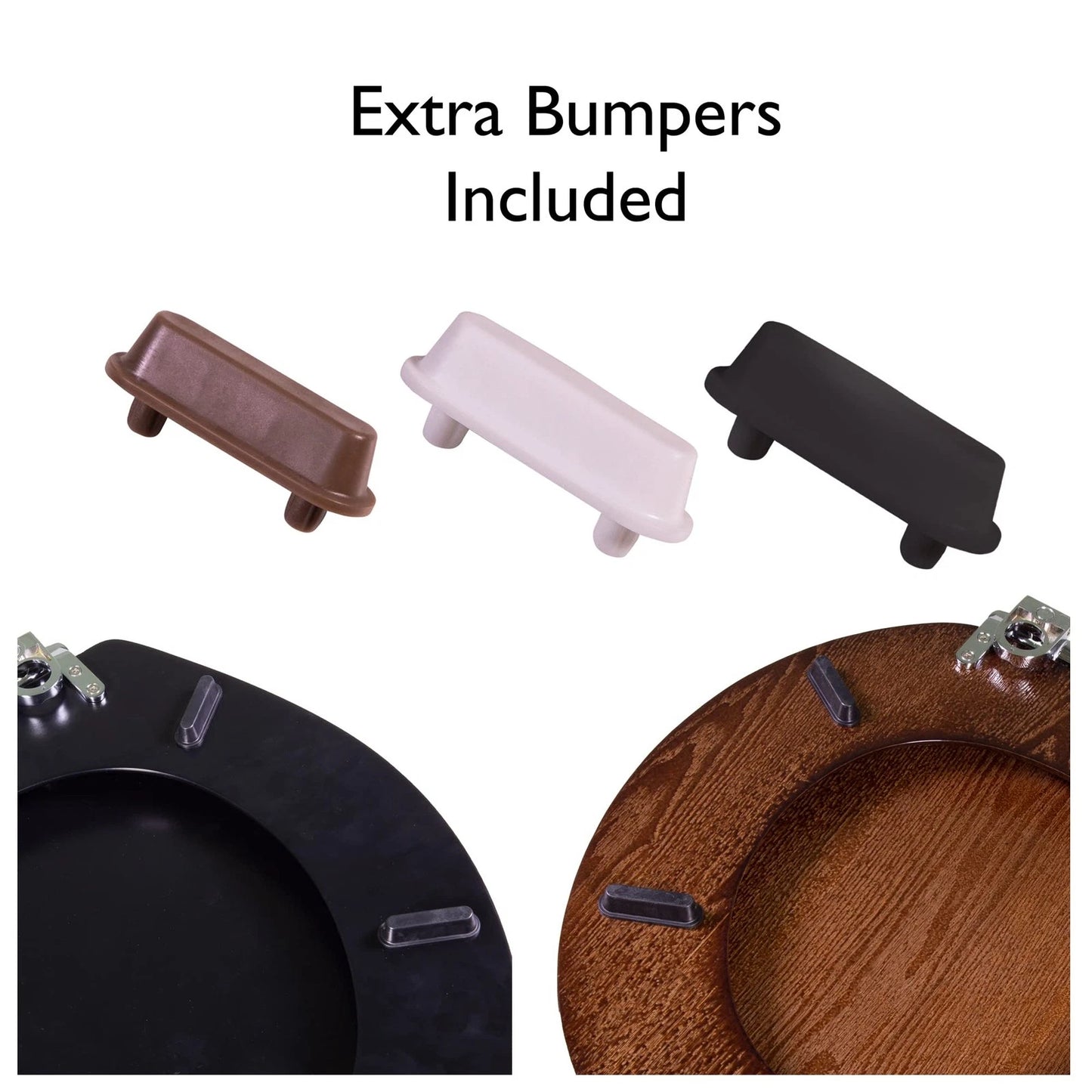 Black Round Soft Close Toilet Seat Wooden Durable Rust Resistant Easy Clean
