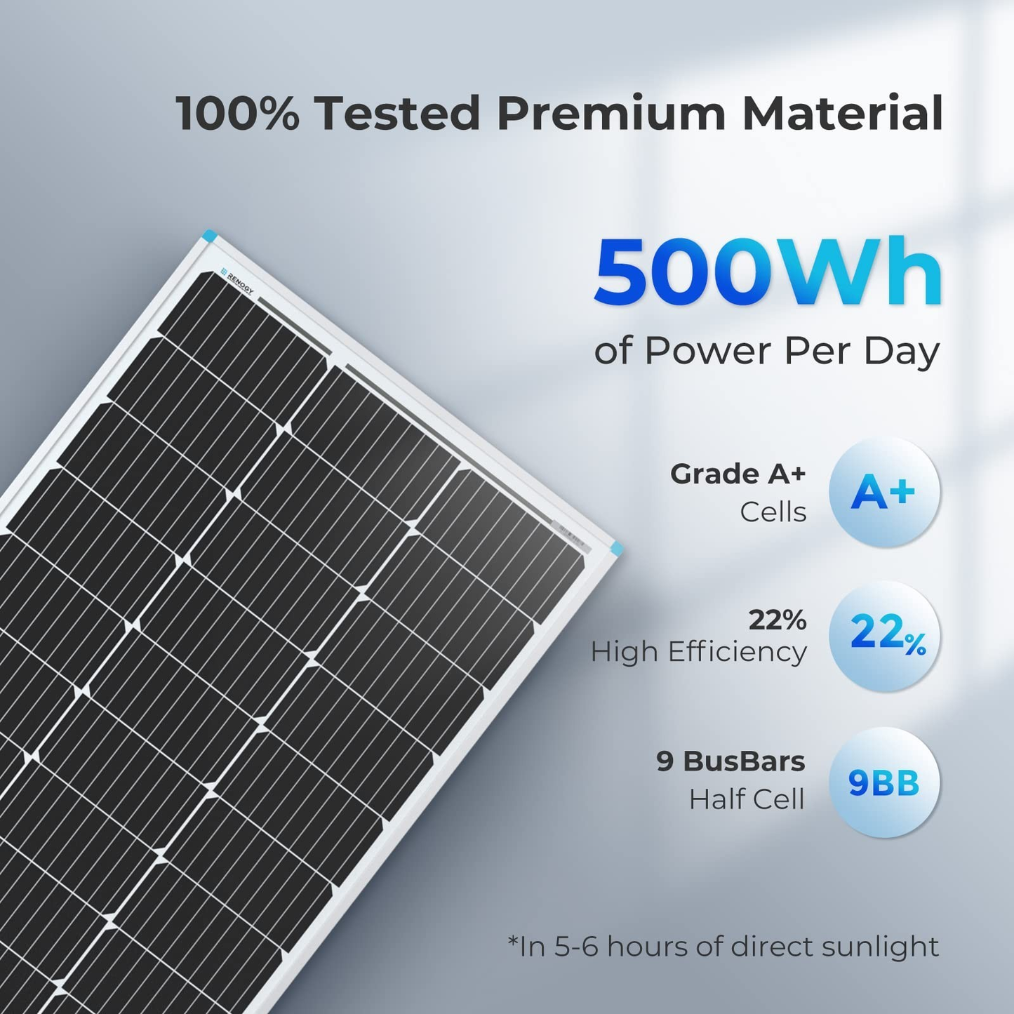 Renogy Solar Panel 100 Watt 12 Volt, High-Efficiency Monocrystalline PV Modul...
