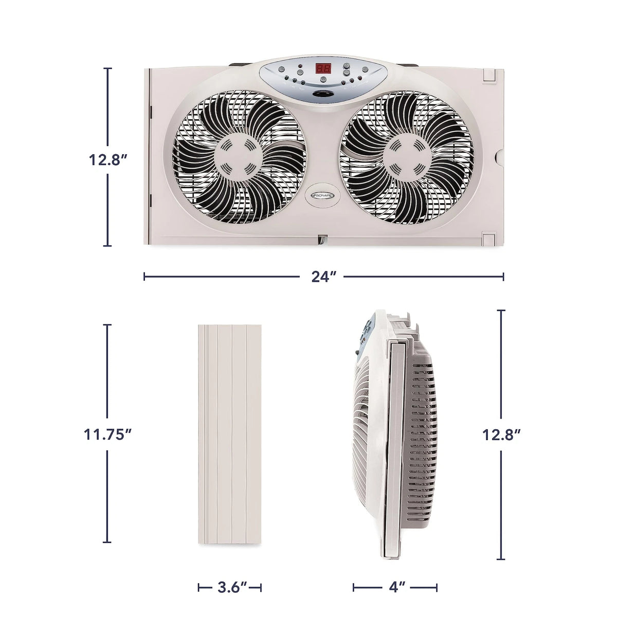 Bionaire 8.5" Twin Window Fan with Reversible Airflow, 3 Speeds, Remote Control
