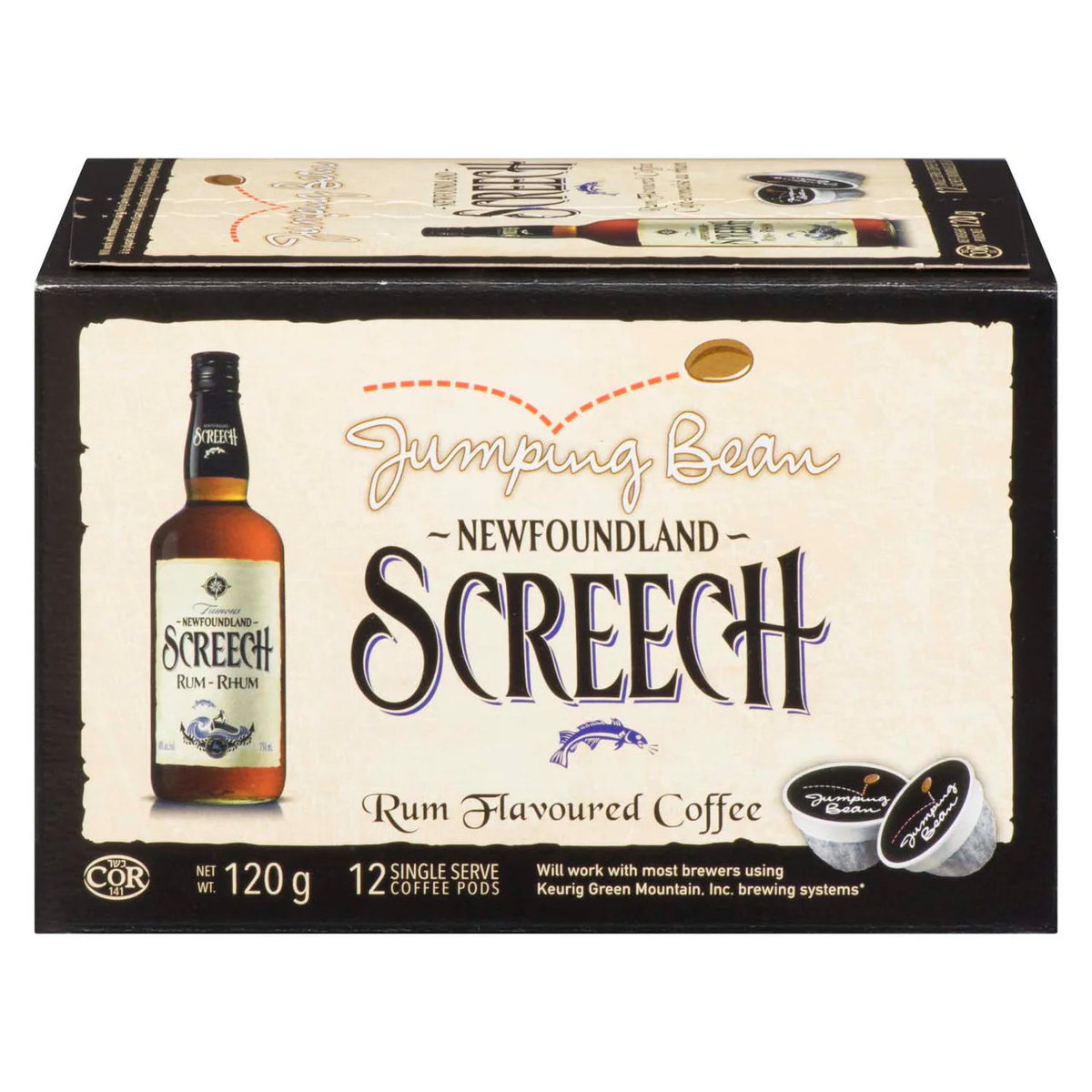 Jumping Bean Newfoundland Screech Rum Flavored Coffee Pods | 12 Count | 100% Arabica | Canadian Coffee | FREE SHIPPING ☕🇨🇦