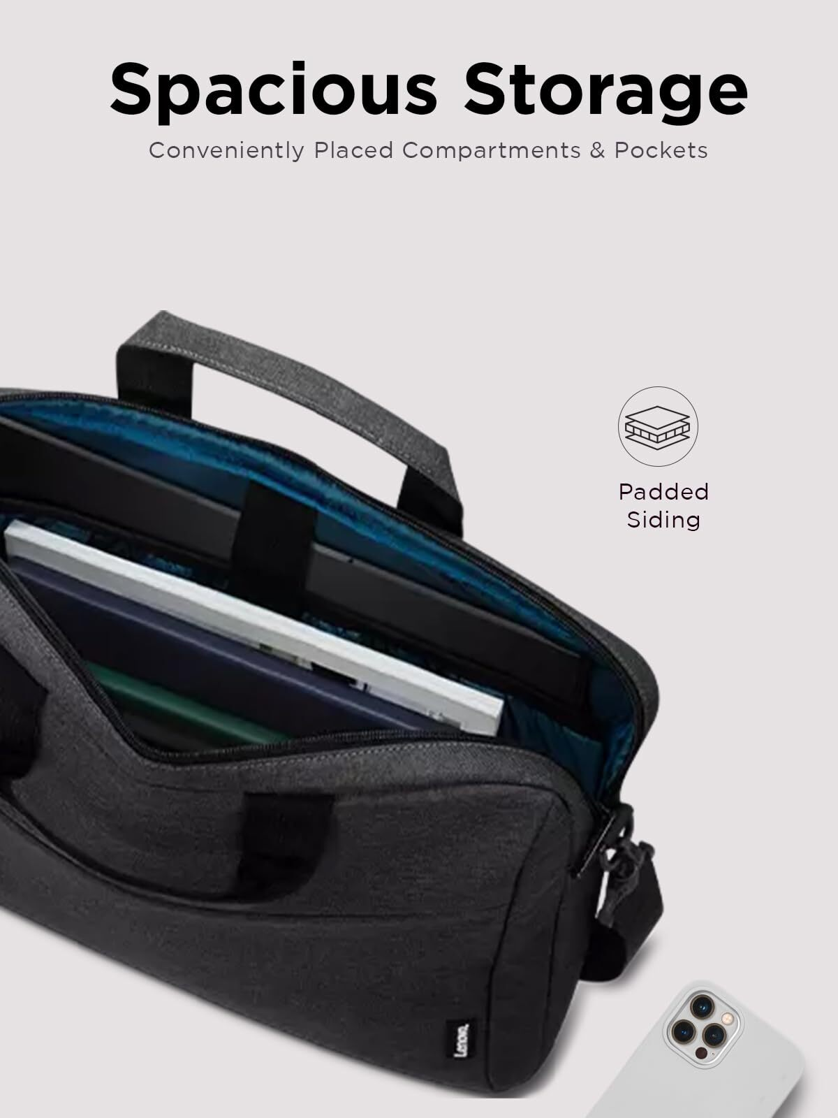 Lenovo T210 15.6 Inch Black Laptop Messenger Bag Water Repellent Design