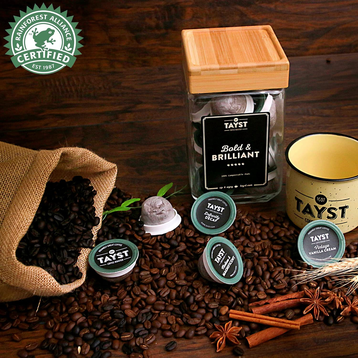 Tayst Happy Hazelnut Coffee Pods Medium Roast K Cup Compatible Single Serve Coffee