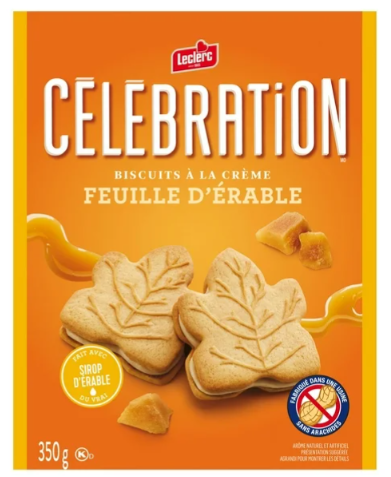 Celebration Leclerc Maple Leaf Creme Cookies, 350g (4 Pack)