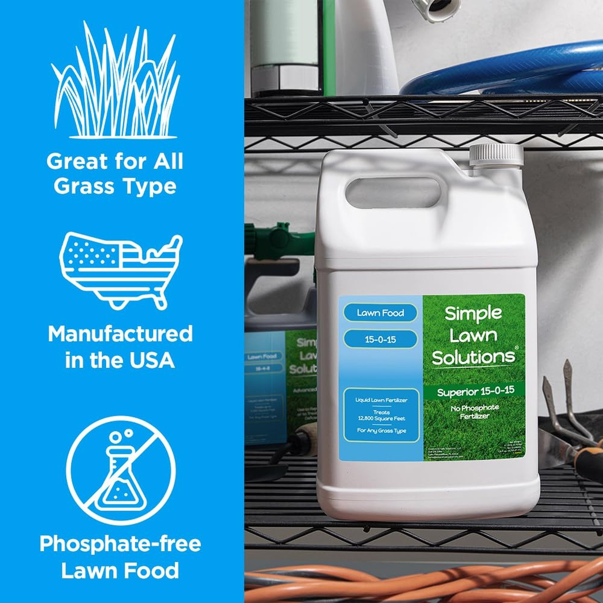 Superior 15-0-15 Liquid Lawn Fertilizer - Lawn Food for Growth & Green - Nitr...