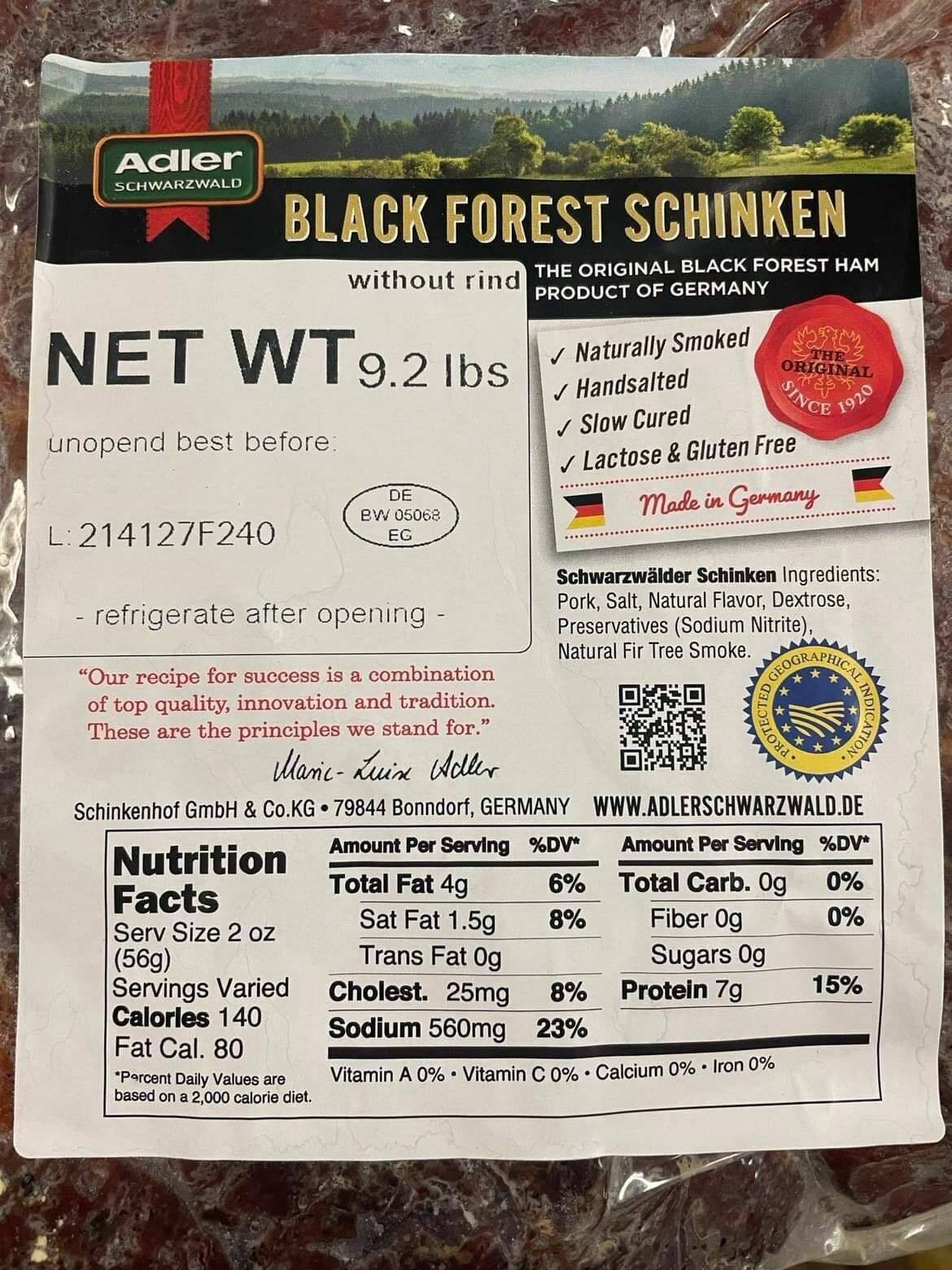 German Double Smoked Bacon Chunk 2Lbs – Traditional Hardwood Smoked Bacon | Free Shipping