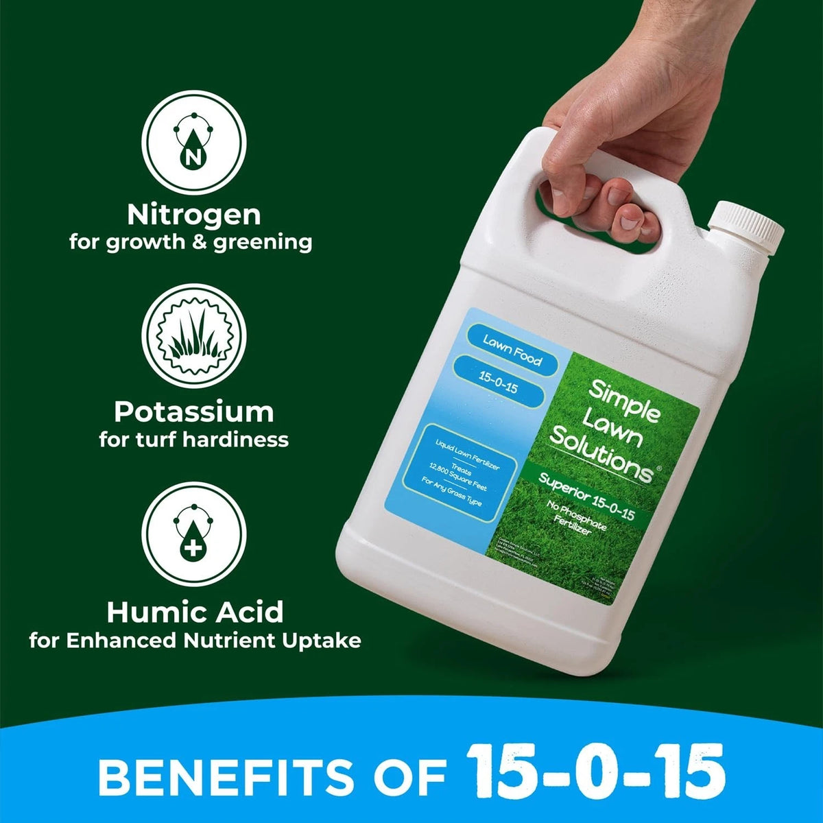 Superior 15-0-15 Liquid Lawn Fertilizer - Lawn Food for Growth & Green - Nitr...
