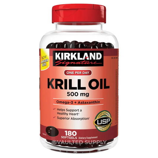 Kirkland Signature Krill Oil 500mg 180 Softgels Omega-3 with Astaxanthin