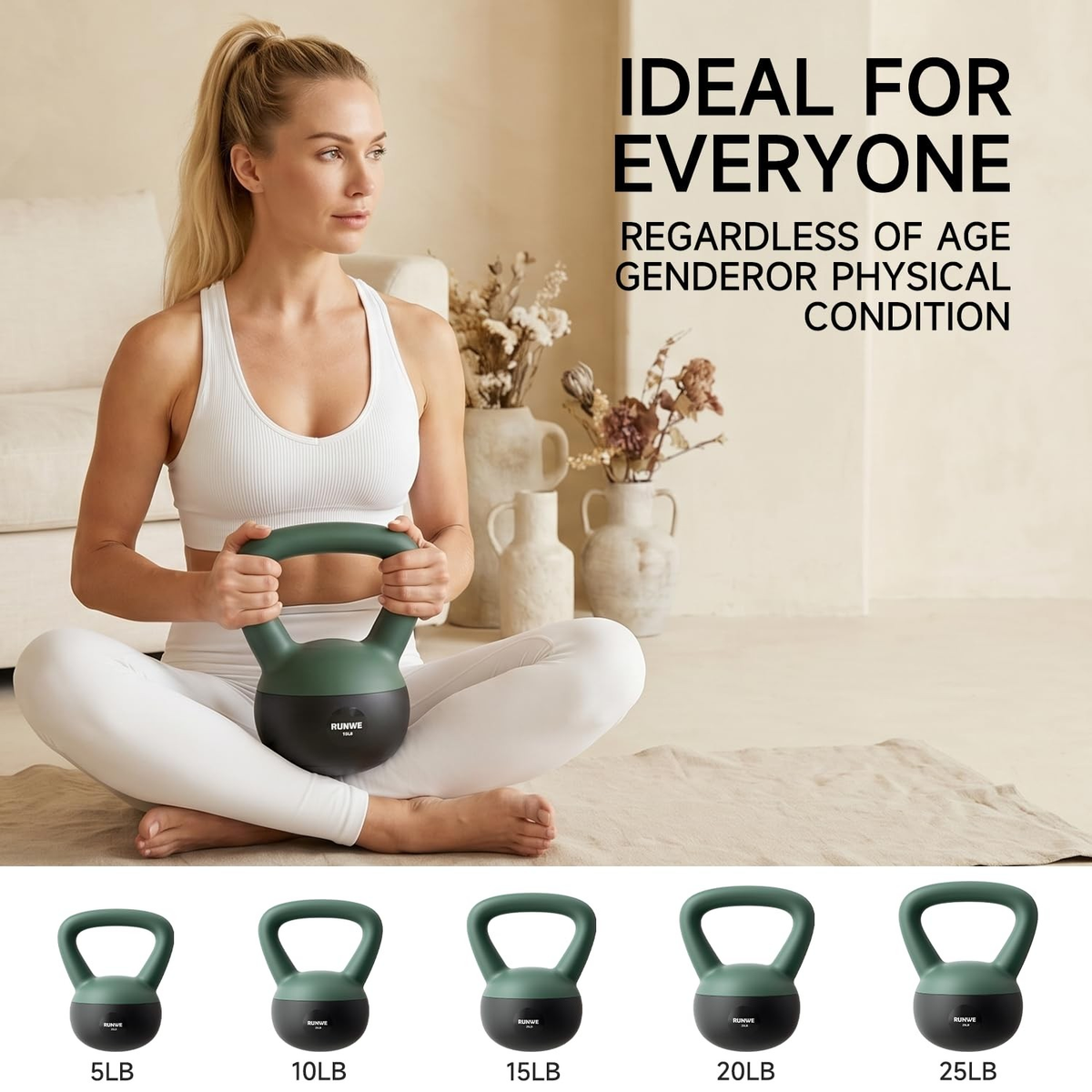 Soft Kettlebell Set 5-25 lb | Sand-Filled Anti-Slip Weights | Home Gym Strength Training | FREE SHIPPING 💪🏋️