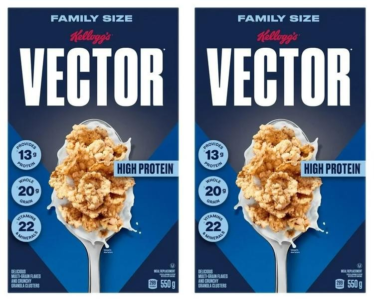 Kellogg's Vector Protein Breakfast Cereal 550g (2 Pack) – High Protein Canadian Cereal Free Shipping