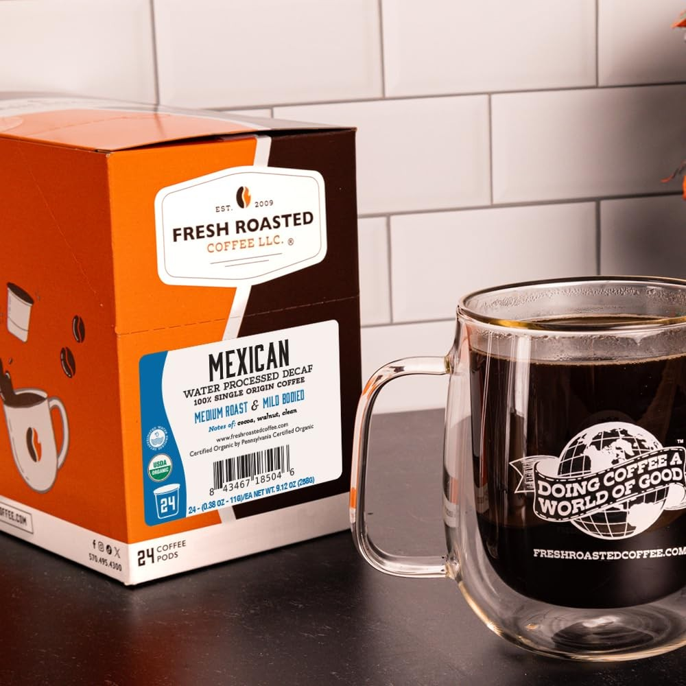 Fresh Roasted Organic Mexican Water-Processed Decaf K-Cup Pods | Keurig Compatible | FREE SHIPPING