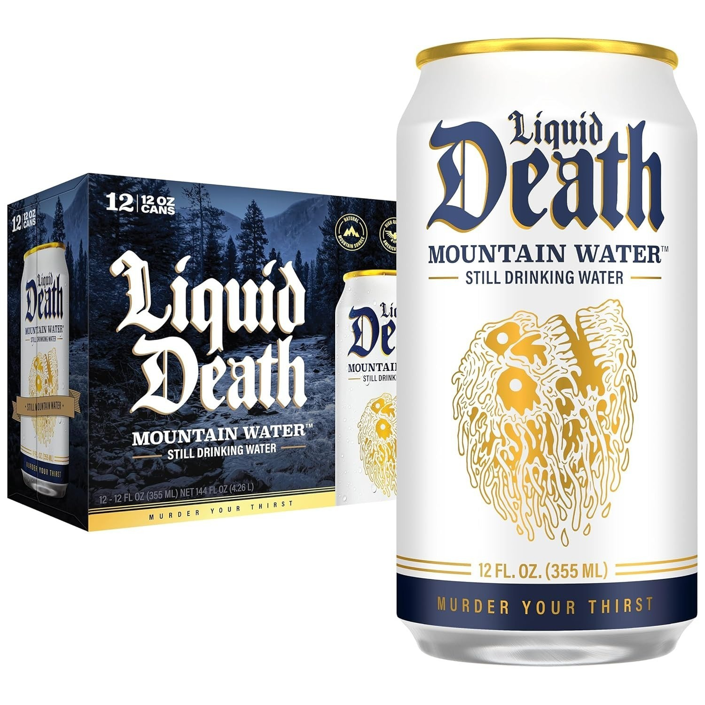 Liquid Death , Mountain Water, 12-Pack (12oz Cans), Real Mountain Source many flavors