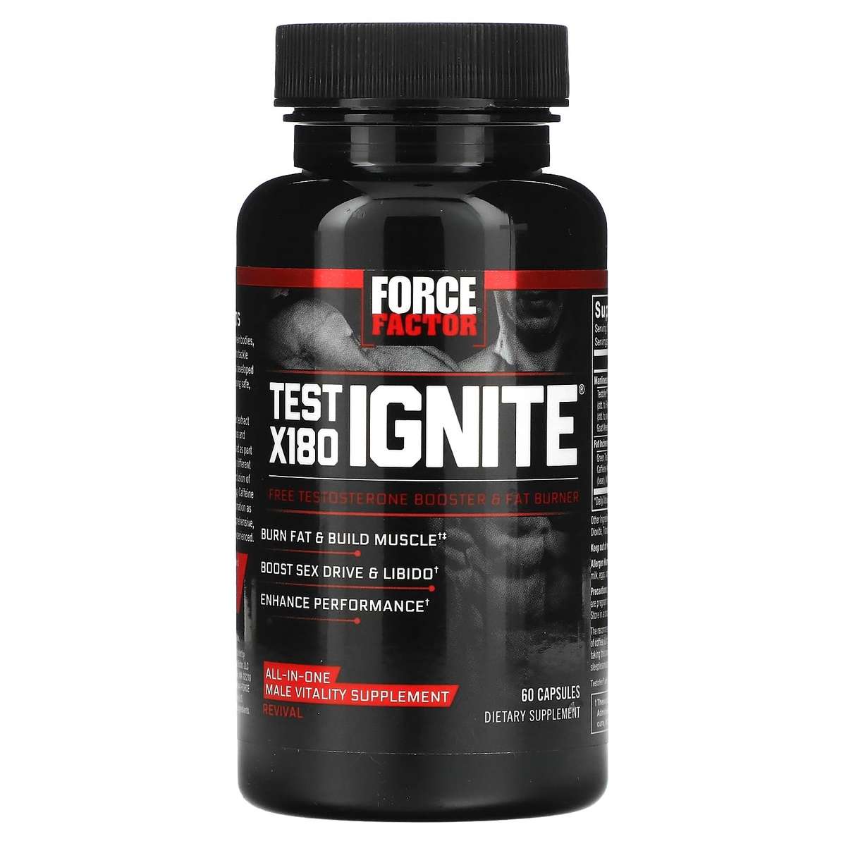 Force Factor Test X180 Ignite Total Testosterone Booster for Men with Fenugre...