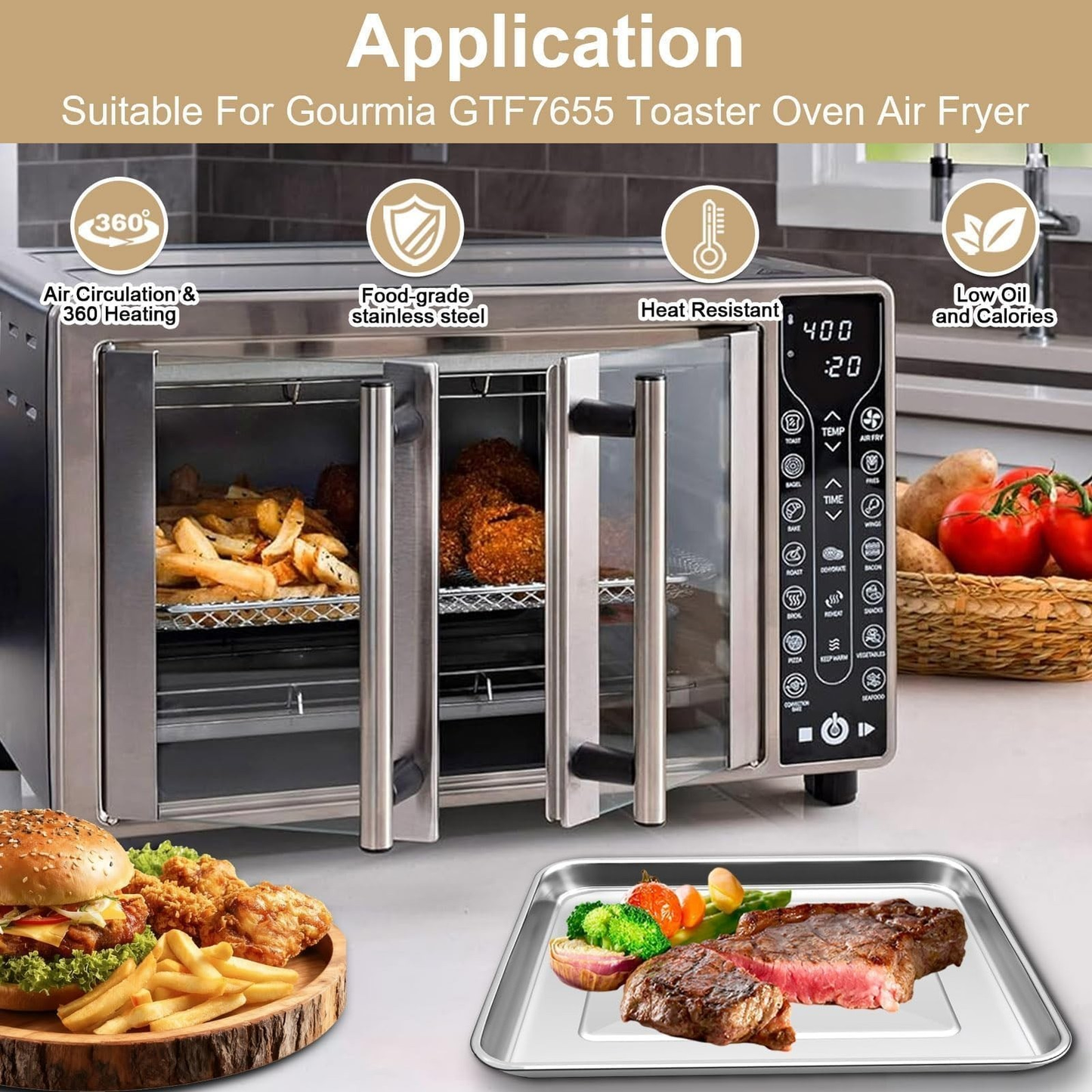 Toaster Oven Replacement Parts for Gourmia GTF7655 GTF7460 GTF7465 GTF7520 Air Fryer Toaster Oven Accessories