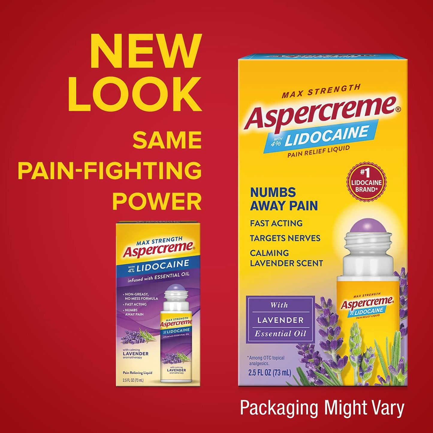 Aspercreme Essential Oils Lidocaine Pain Relief Roll On 2.5 Oz