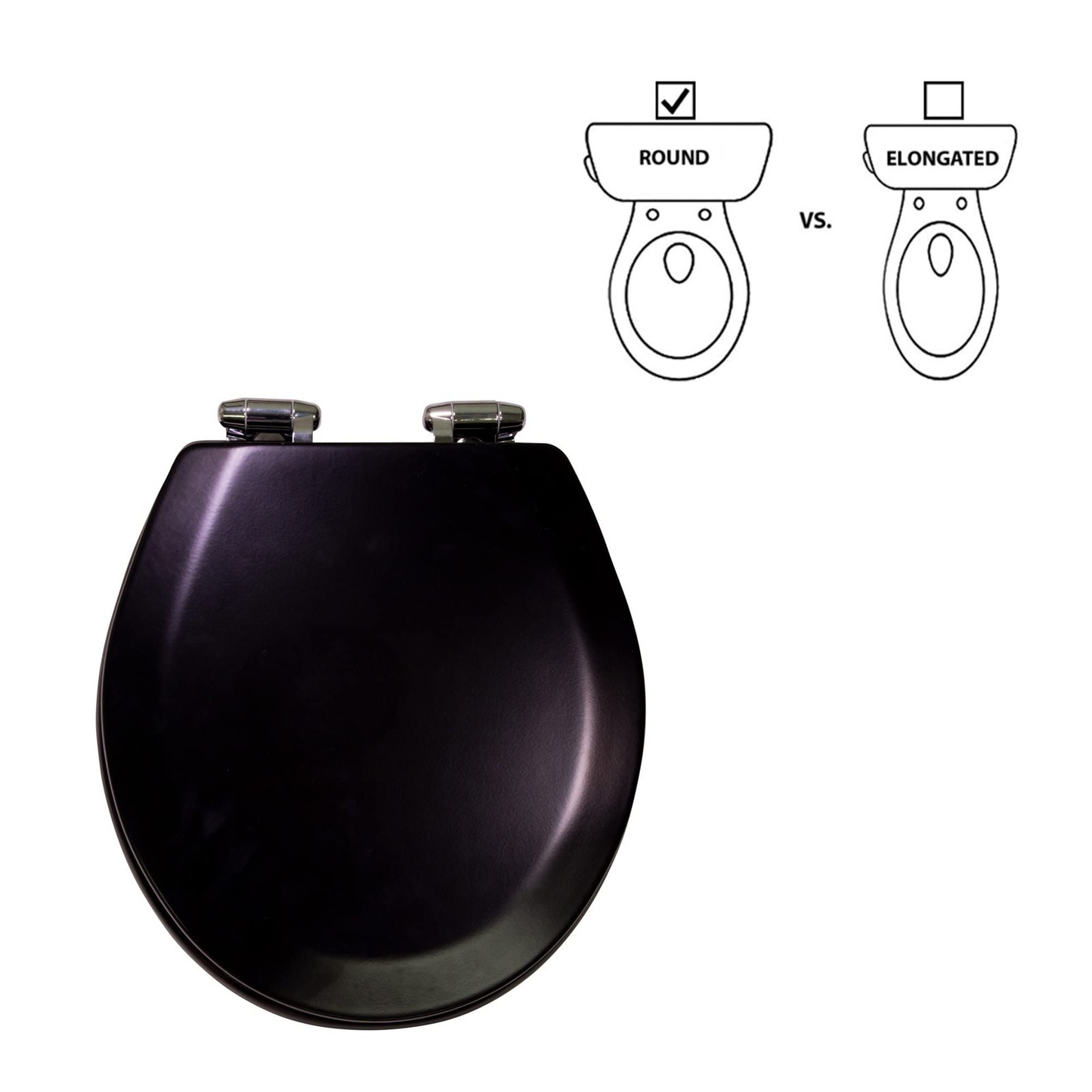 Black Round Soft Close Toilet Seat Wooden Durable Rust Resistant Easy Clean