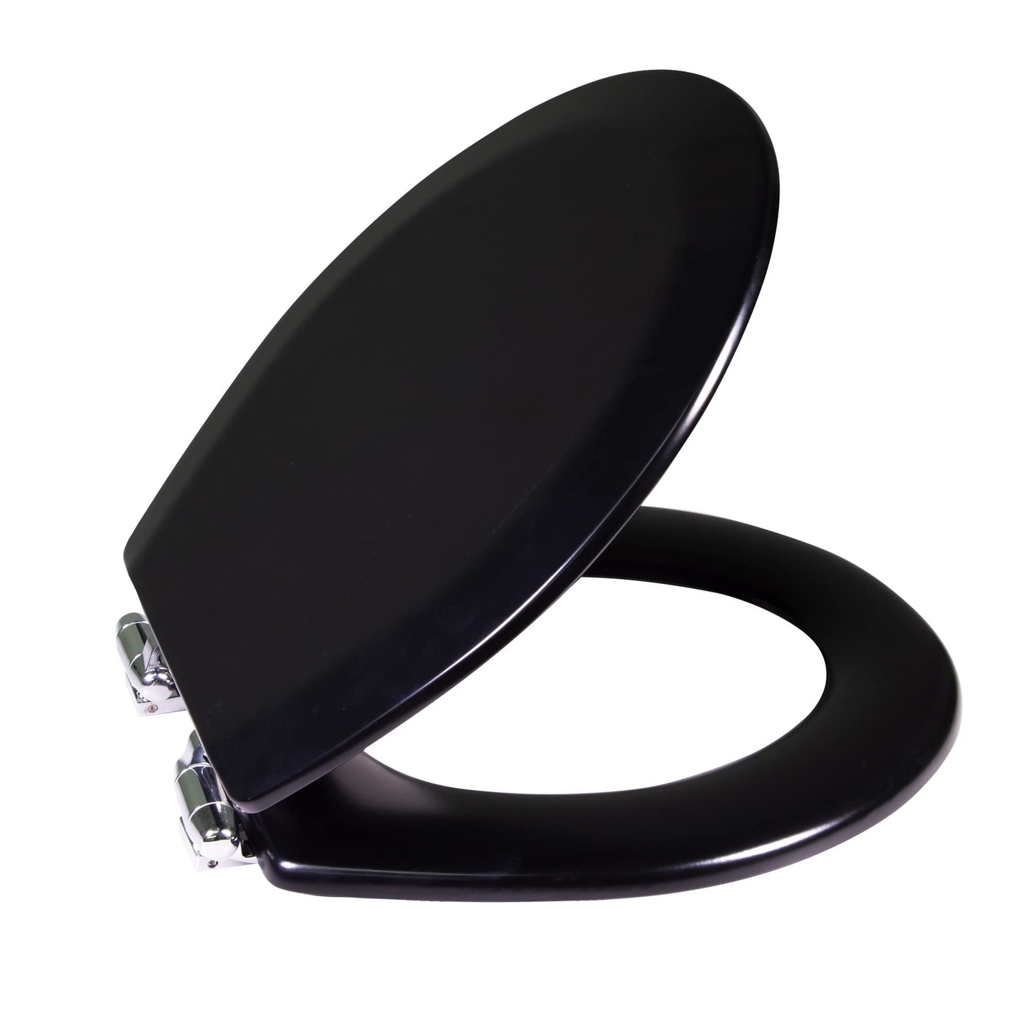 Black Round Soft Close Toilet Seat Wooden Durable Rust Resistant Easy Clean