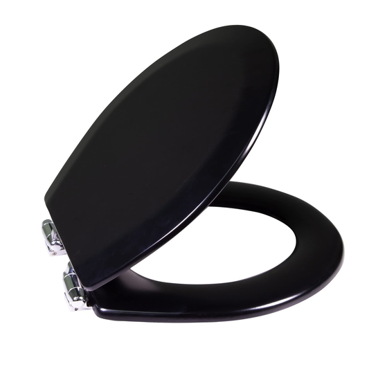 Black Round Soft Close Toilet Seat Wooden Durable Rust Resistant Easy Clean