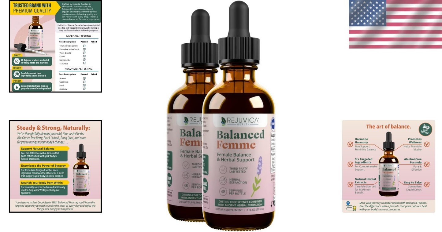 Elite Balanced Femme   - Alcohol-Free Liquid Menopause Support, Energy Boost