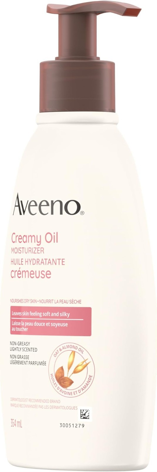 Aveeno Creamy Oil Moisturizer, Dry Skin, Almond Oil & Oat, 354ml - FREE SHIPPING