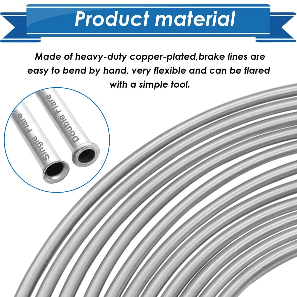 25ft Brake Line Tubing Kit  1/4 Inch Zinc Coated Alloy with 16 Fittings