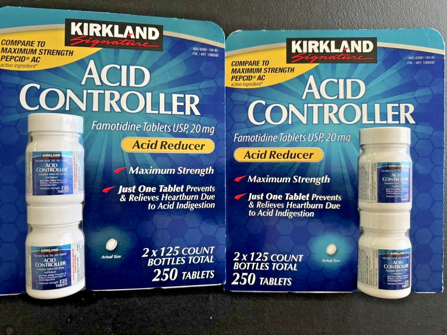 Kirkland Signature Acid Controller 20 mg Famotidine 250 Tablets Maximum Strength Free Shipping