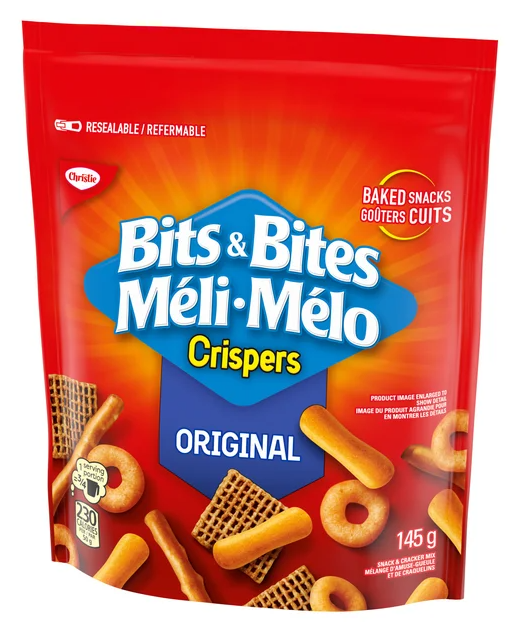 Crispers Bits & Bites Original Snack and Cracker Mix, 145g (4 Pack)
