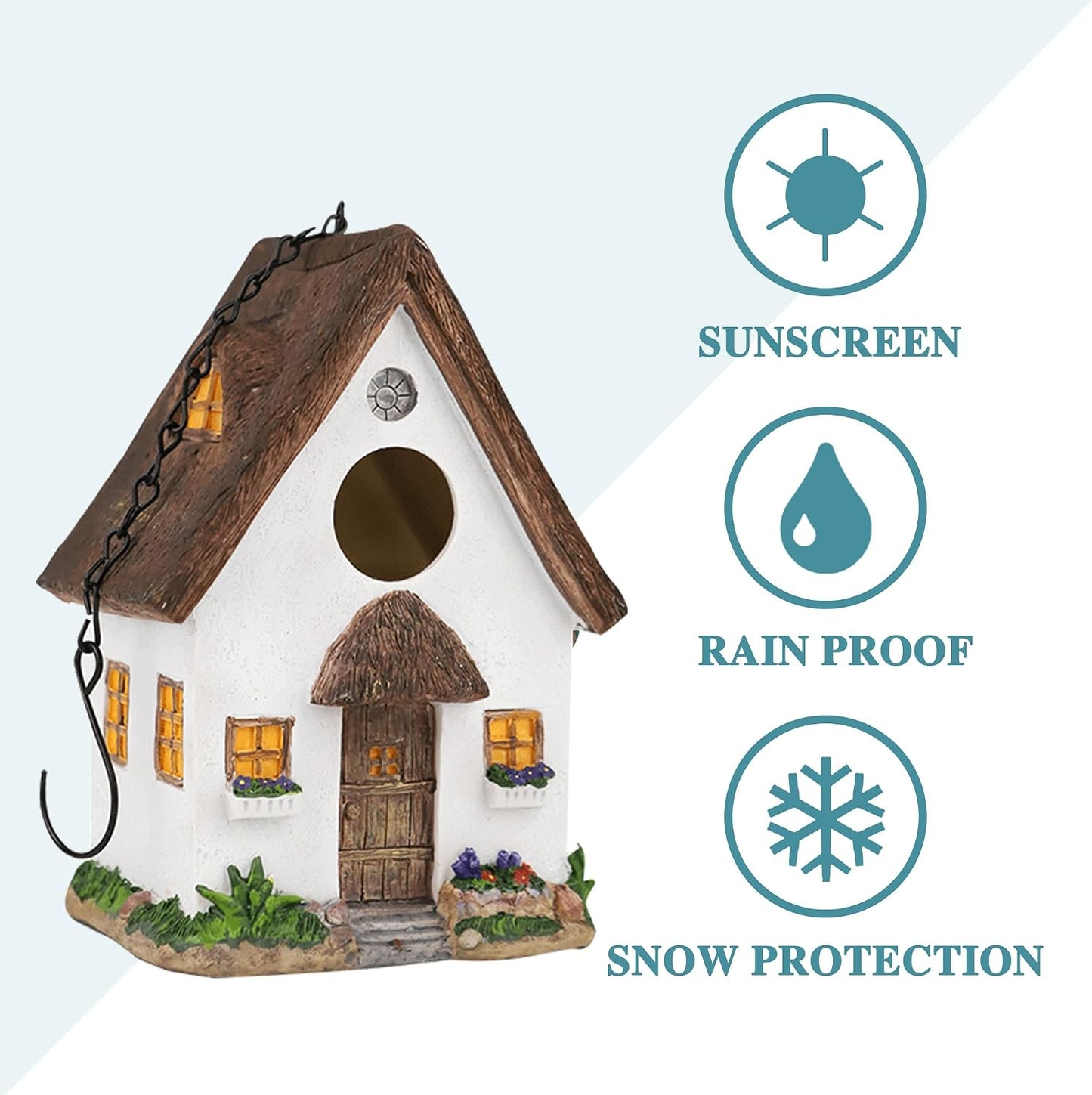 Bird House for Outside Resting Place Birds White Hanging Natural Nest Bluebird