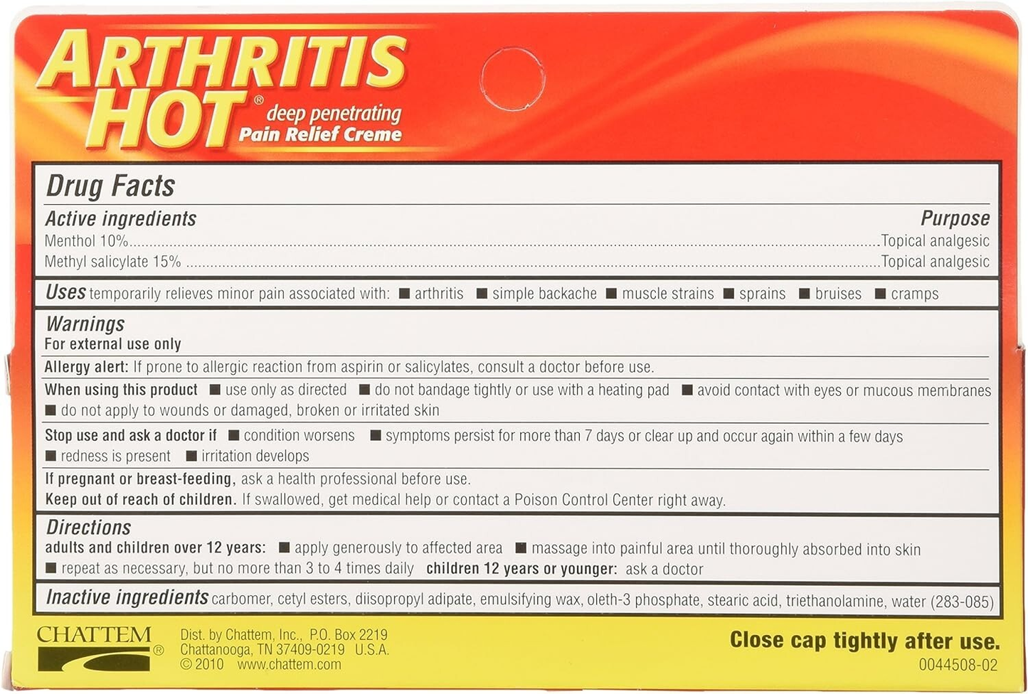 Arthritis Hot Pain Relief Creme 3 oz x 3 Tubes | Fast Warming Relief | Free Shipping