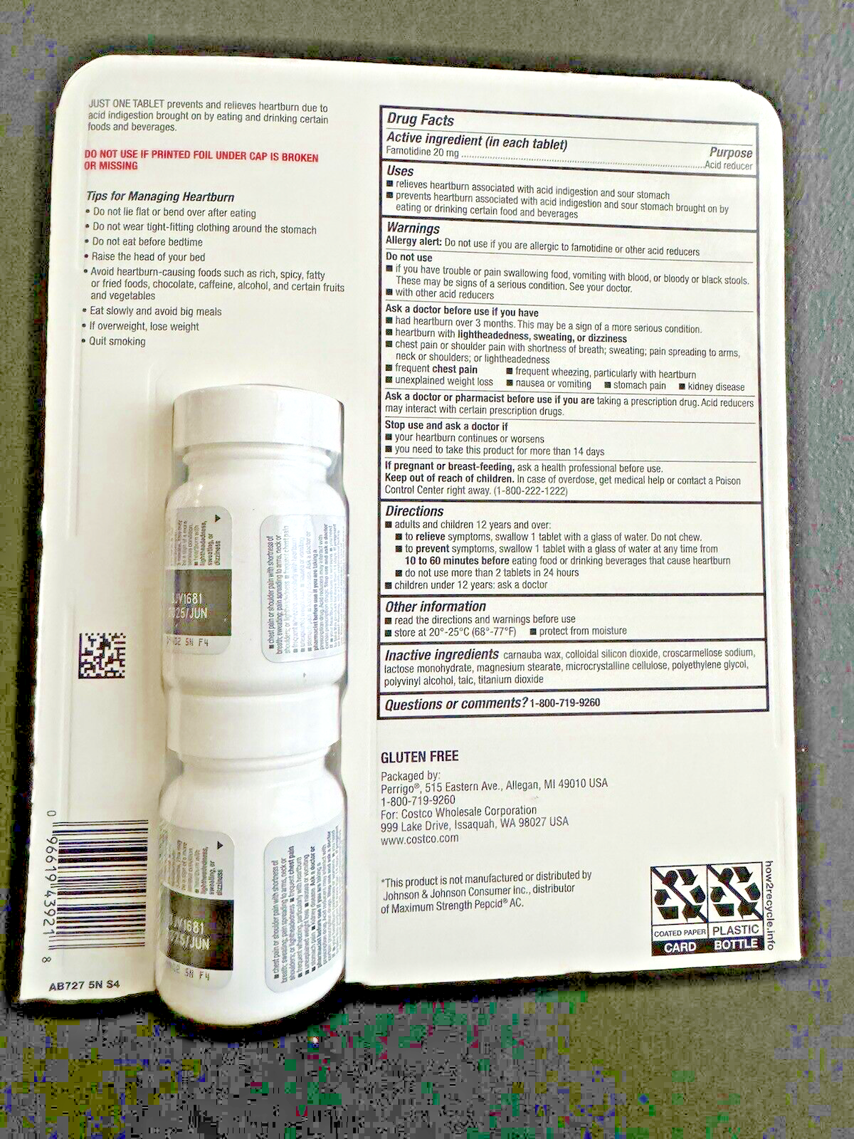 Kirkland Signature Acid Controller 20 mg Famotidine 250 Tablets Maximum Strength Free Shipping