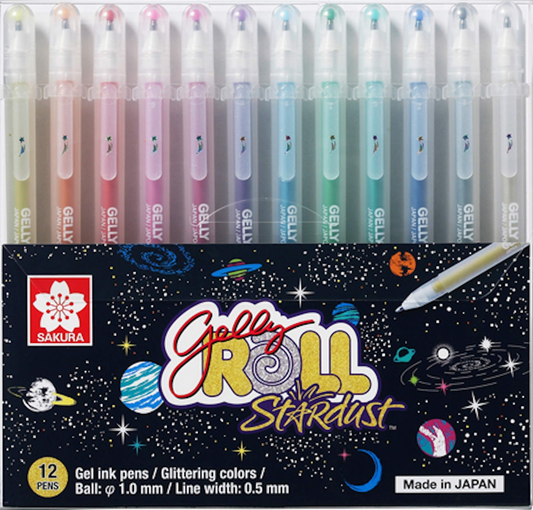 Sakura Gelly Roll Stardust Gel Pens Assorted Colors 12 Count Glitter Ink Set