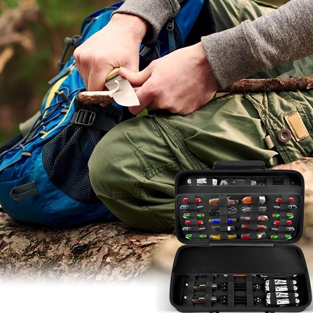 88-Slot Pocket Knife Storage Case | Large Capacity Folding Knife Carrying Bag & Organizer | Black | FREE SHIPPING 🔪👜