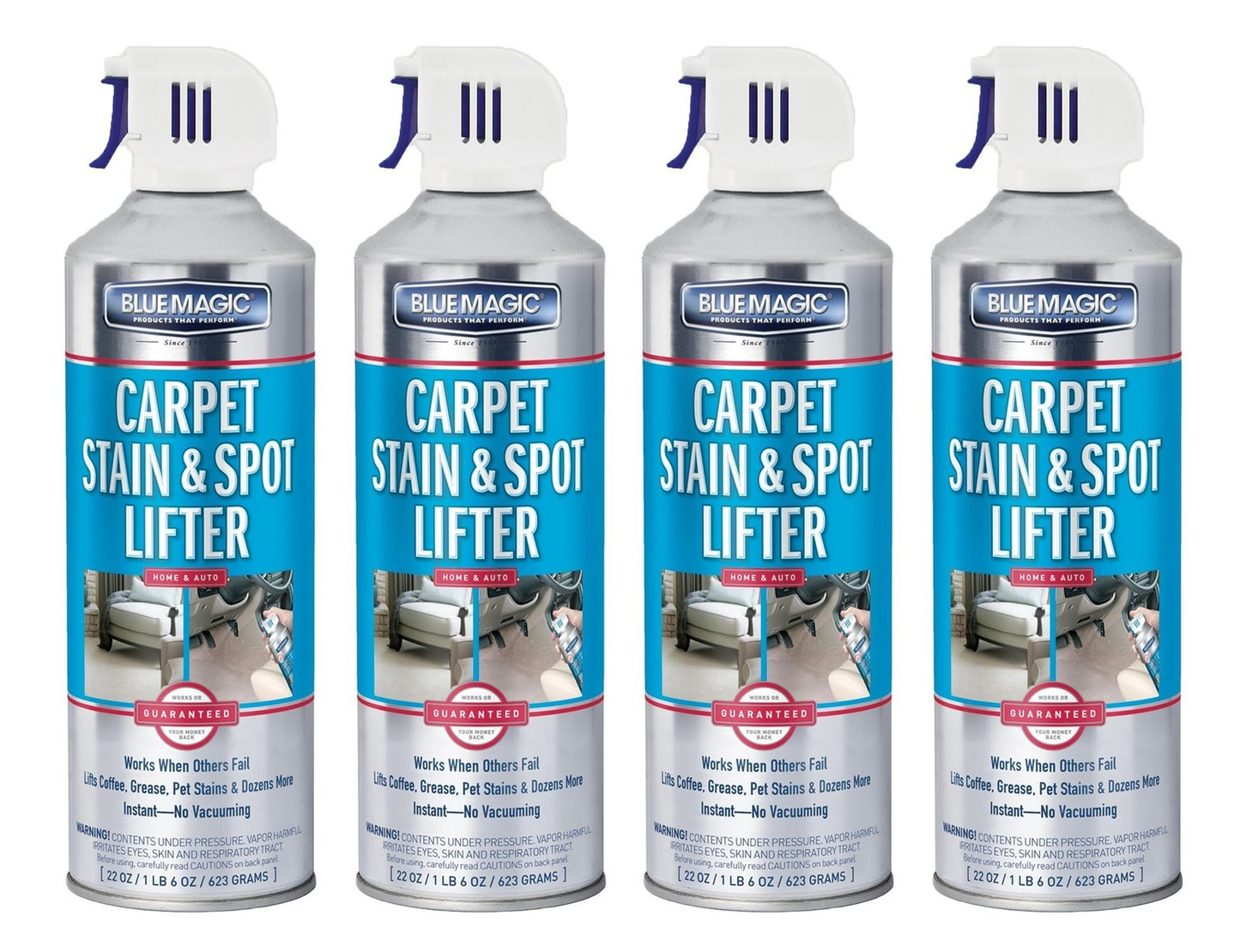 Blue Magic Carpet Stain & Spot Lifter (22 oz Aerosol Can, 4-Pack) – Includes Free Shipping