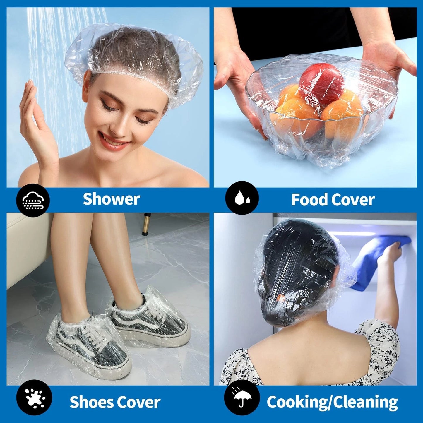 Extra Large Disposable Shower Caps 100 Pack Waterproof Plastic Hair Caps Free Shipping