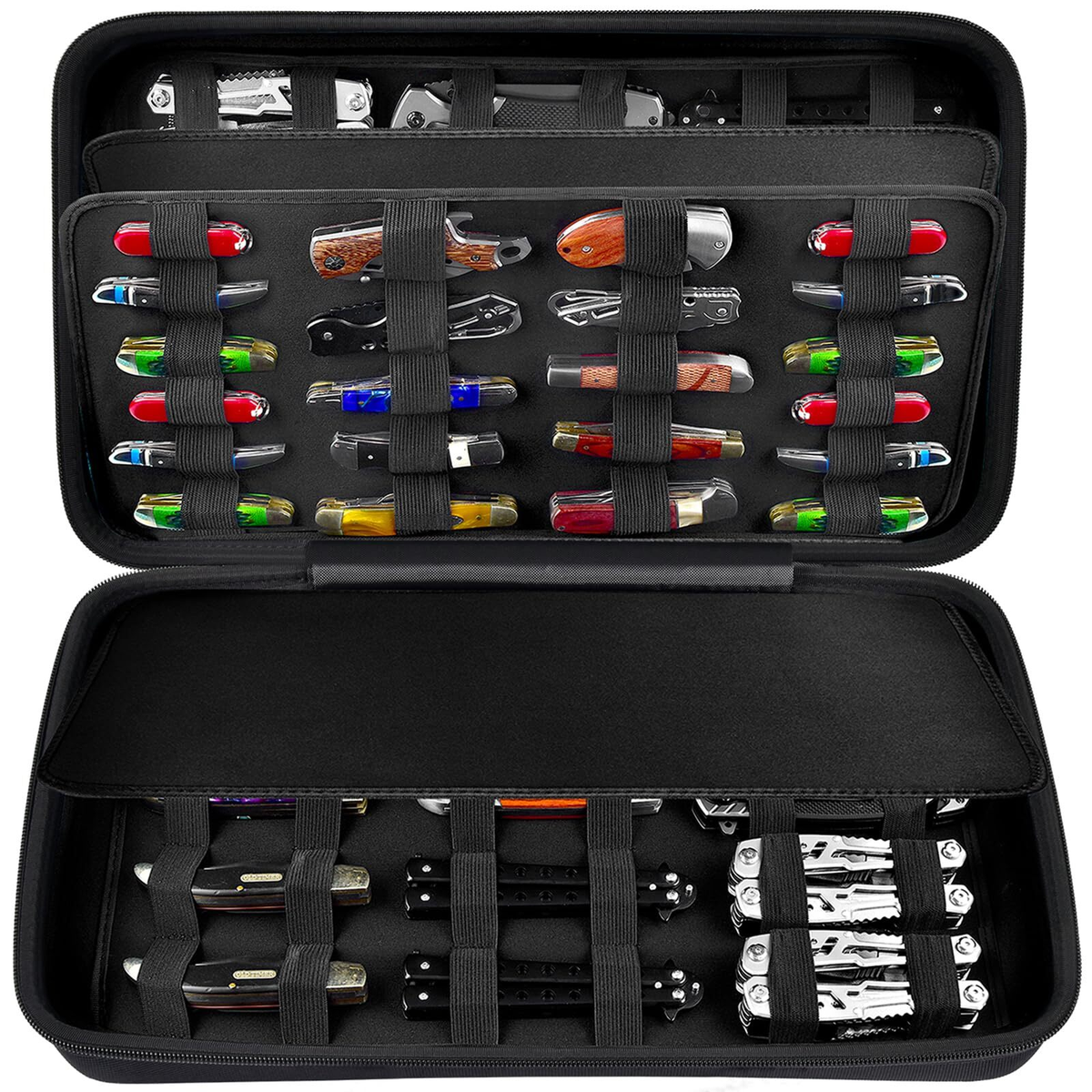 88-Slot Pocket Knife Storage Case | Large Capacity Folding Knife Carrying Bag & Organizer | Black | FREE SHIPPING 🔪👜
