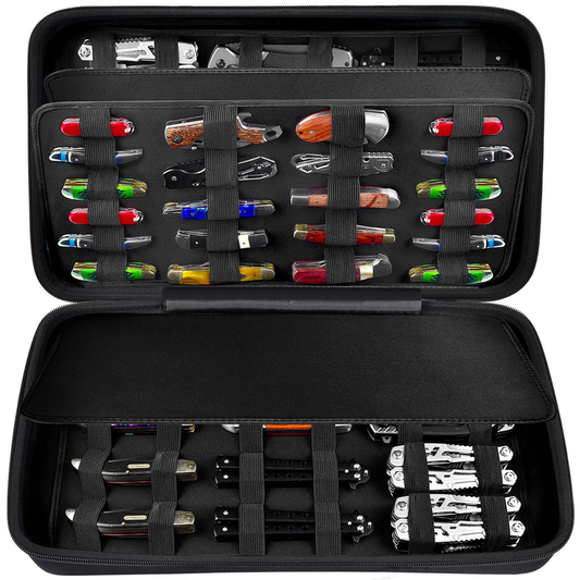 88-Slot Pocket Knife Storage Case | Large Capacity Folding Knife Carrying Bag & Organizer | Black | FREE SHIPPING 🔪👜