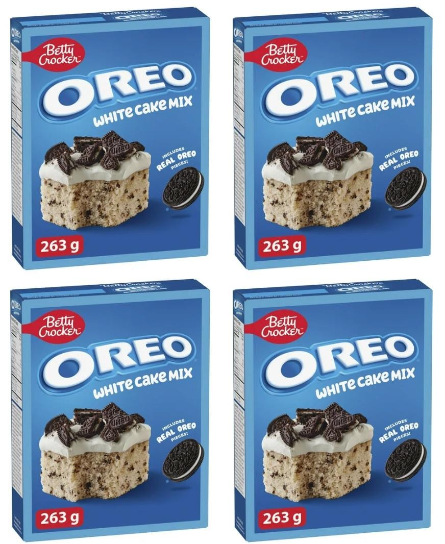 Betty Crocker Oreo White Cake Mix 263g (Pack of 4) Cookies & Cream Flavored Baking Mix