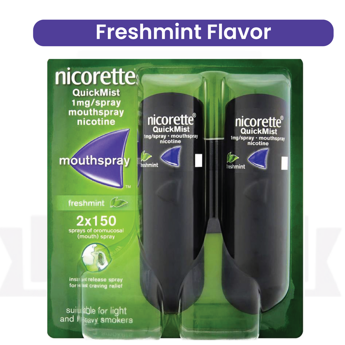 Nicorette QuickMist Duo Anti-Craving Mouth Spray | 4 Bottles, 600 Doses | FREE SHIPPINGNicorette Quickmist Duo – Spray anti-craving rapide – 4 flacons (600 doses) - FREE SHIPPING