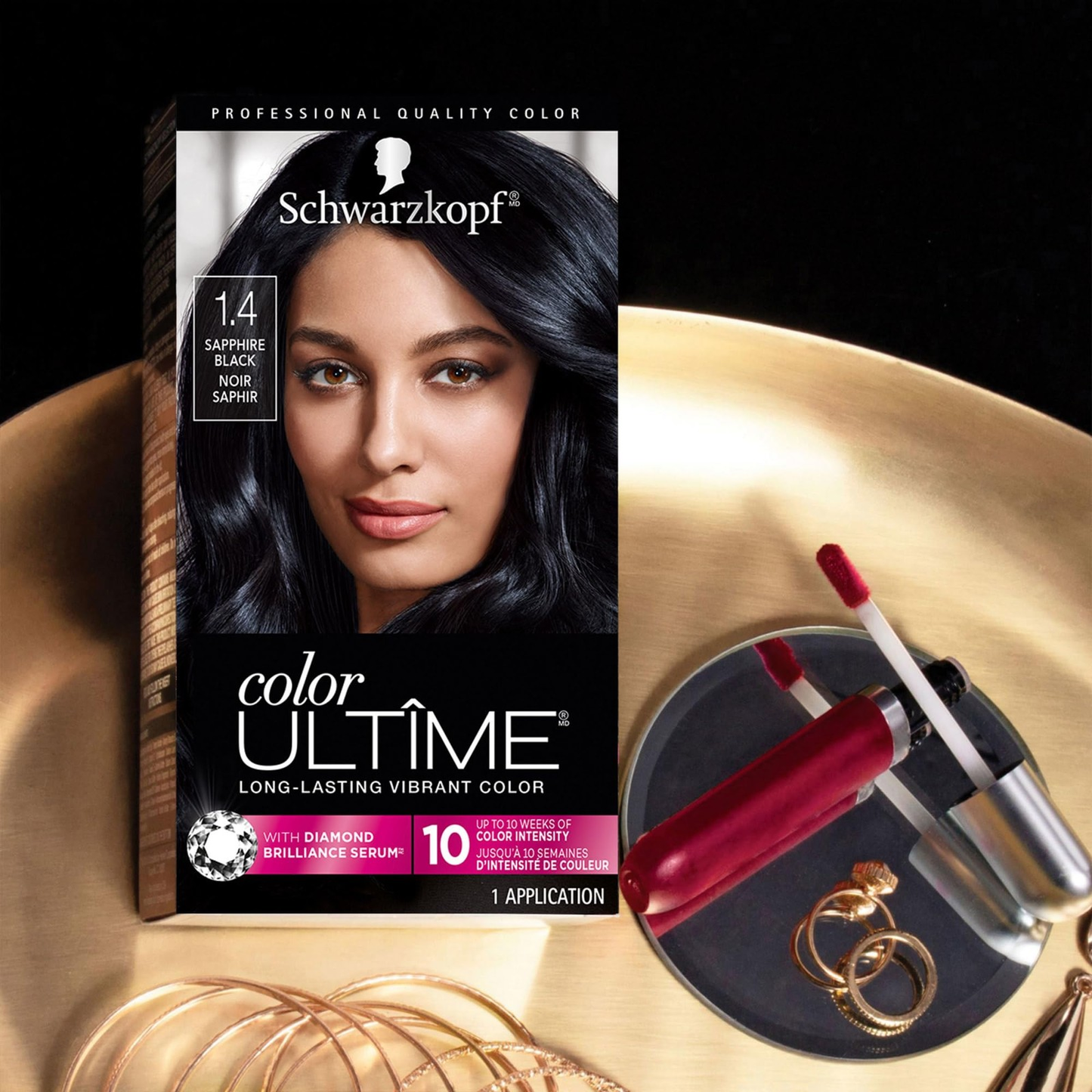Schwarzkopf Color Ultime Permanent Hair Color Cream, 1.4 Sapphire Black